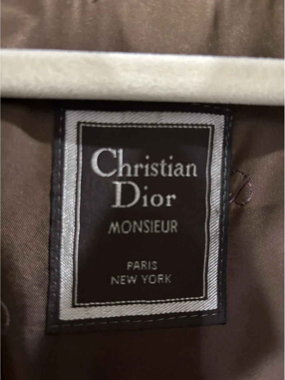 Christian Dior Paris Trench Coat Monsieur Mens 44R Tan, Wool Liner,  L 43” Clean